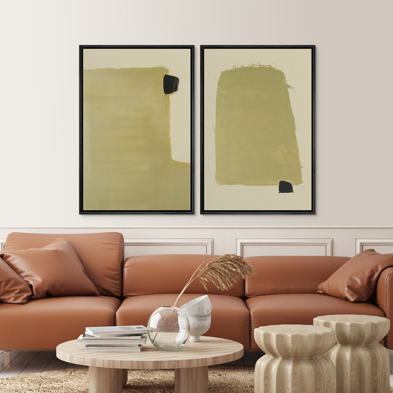 Abstrait vert géométrique minimaliste moderne, art mural neutre, décoration de salon, Noir, H 24 po x l 16 po