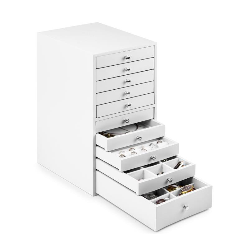 Jewellery Box + Drawers, White