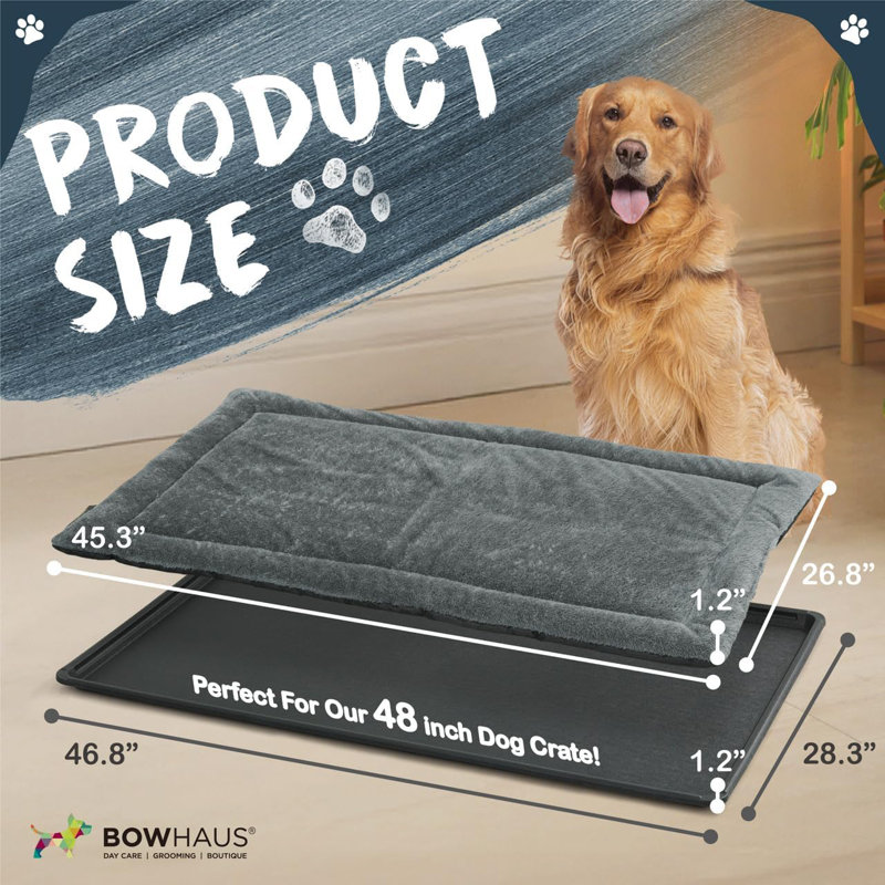 Coussin de lit pour chien lavable à la machine et plateau pour chenil de 46,8 pouces, tapis de couchage confortable et antidérapant et casserole de remplacement en plastique facile à nettoyer, confortable et durable pour les chiens, les lapins, les chats et divers animaux de compagnie