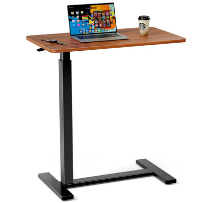 Adjustable Mobile Bed Desk, Computer Desk, Mobile Standing Desk, Lifting Desk, Desk, Brown
