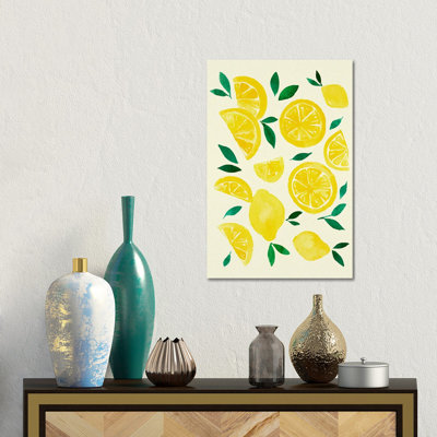 Watercolor Lemons - reproduction d'art murale - toile tendue