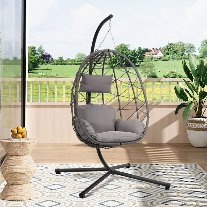 Outdoor Hanging Chair with Stand and Cushion