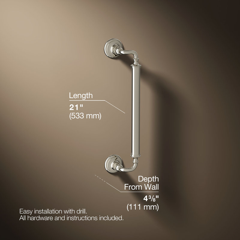Artifacts Grab Bar, 18"W, Polished Nickel