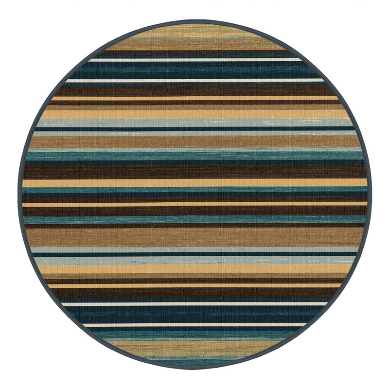 Washable Desert Horizon Southwestern Area Rug, Round 5'