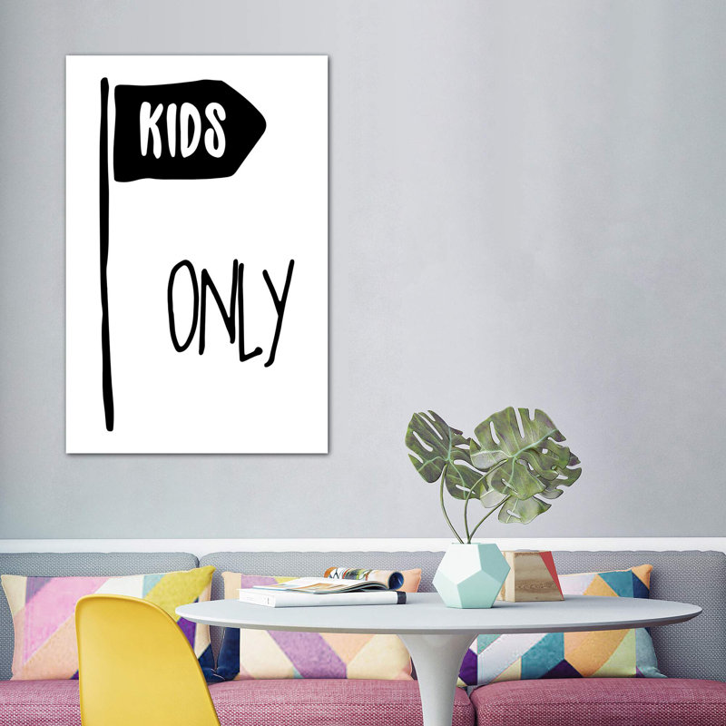 Kids Only - impression d'art textuel, H 60 po x l 40po x P 1,5 po, Pas de tapis, Toile tendue