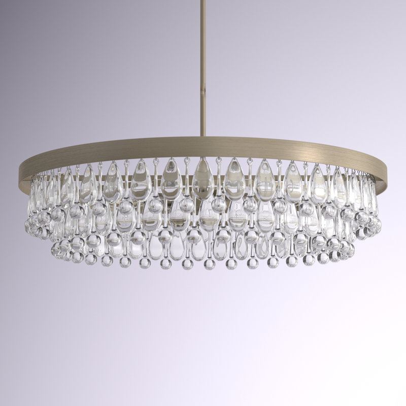 Kloie 6 - Light 24" Brushed champagne Silver Drum Chandelier with Crystal Accents