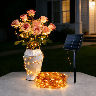 Guirlande lumineuse 72 lumières à énergie solaire 72 pi avec 8 modes décorations pour fêtes