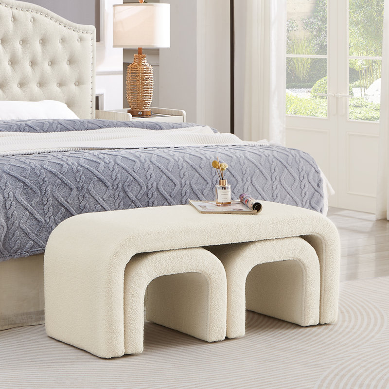 Bench, Entryway Bench, Bedroom Bench, Upholstered Bench, U Shaped Modern Bench, Black