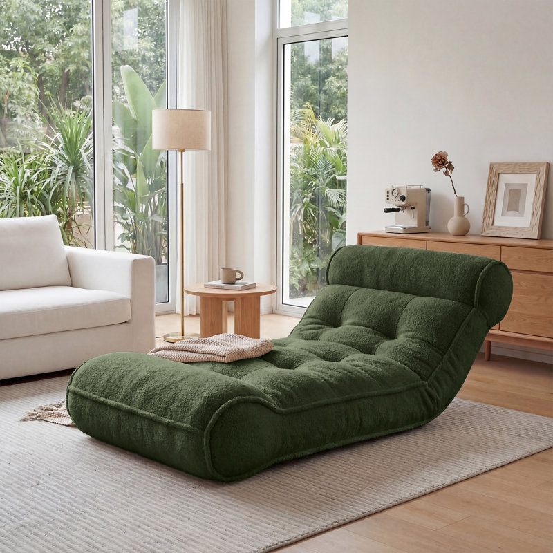 Extra Comfy Sleeper Chaise Lounge Chair Indoor, Adjustable Recliner Floor Lounger, Plush Futon Chair Bed For Yoga, Gaming, Meditation & Reading Nook
