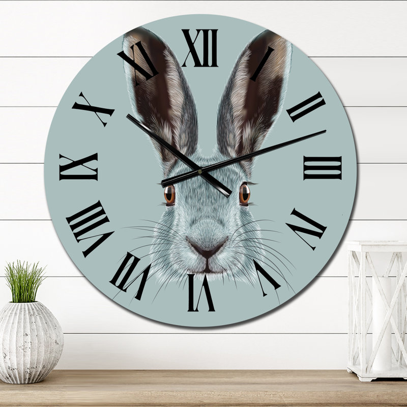 Portrait d'Hare I - Horloge murale traditionnelle, Surdimensionné