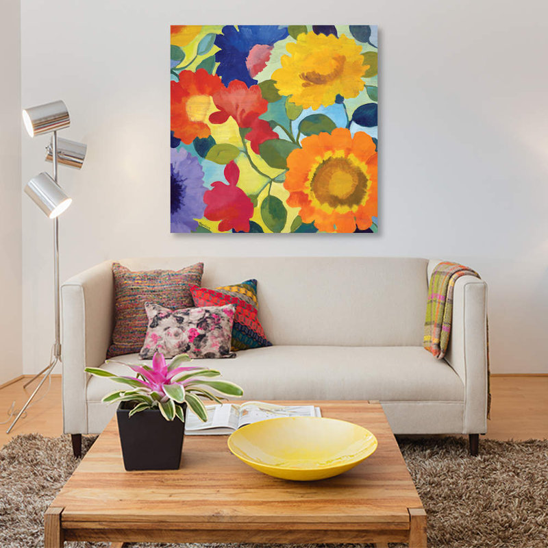 «Market Flowers II» par Kim Parker, impression sur toile, H 18 po x l 18 po x P 1,5 po, Toile avec cadre noir, Pas de tapis