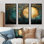 «Golden Emerald Forest I», ensemble d'art mural sur toile à spirales abstraites