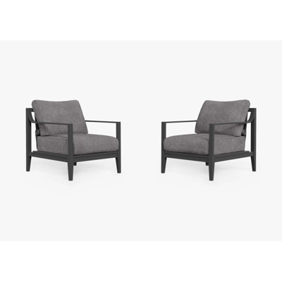 Charcoal Aluminum Outdoor Armchair Conversation Set, Dark Pebble Grey