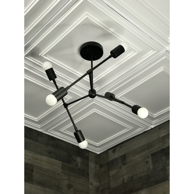 Mylene 6 - Light Dimmable Sputnik Modern Linear Chandelier, Matte Black