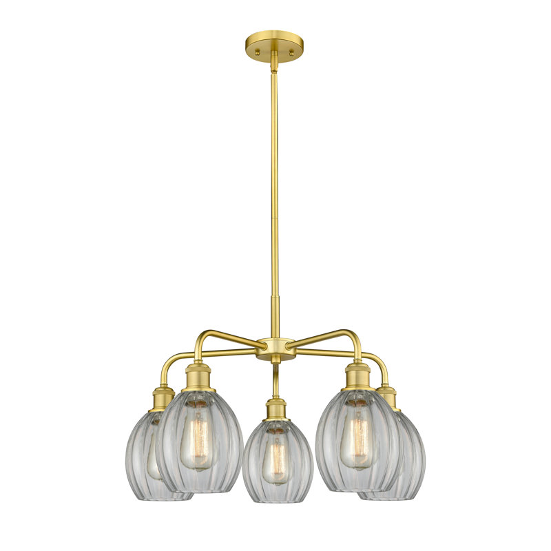 Lustre sphérique à 5 lumières Lelystad, Blanc mat, Nickel poli
