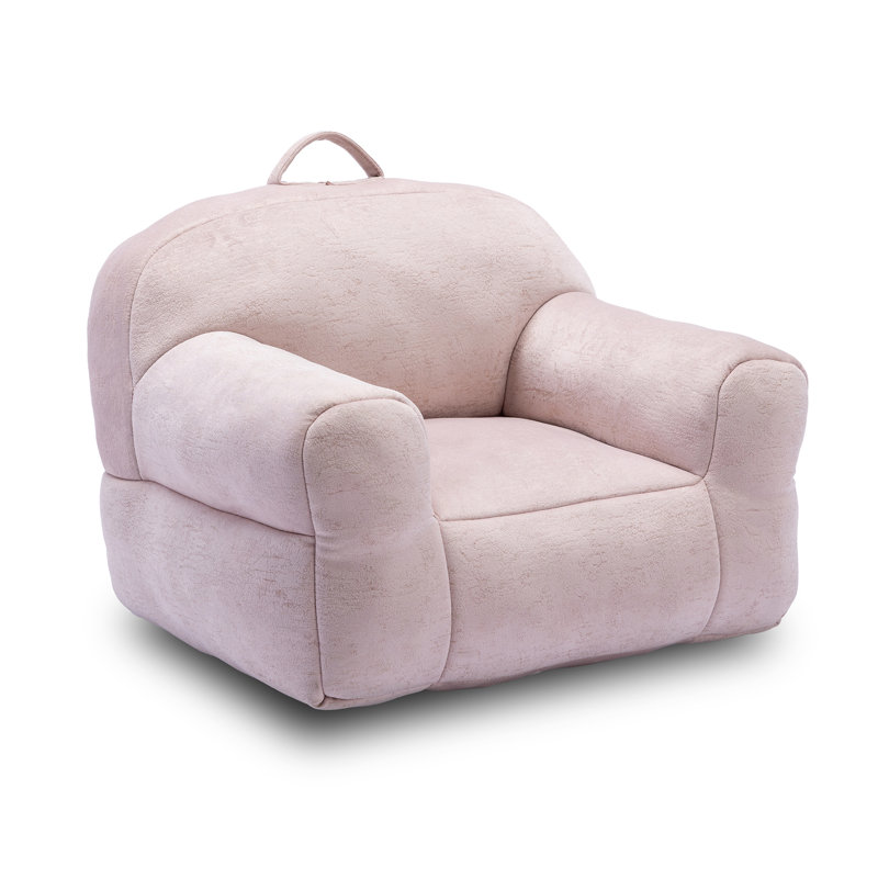 Velvet Upholstery Stuffed Bean Bag Chair for Kids, Soft Bean Bag Sofa, Velvet Pink