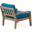 Fauteuil club d'extérieur transitionnel avec structure en bois d'acacia et assise profonde