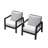 Set Of 2   28" All-Weather Aluminum Patio Armchairs With Thick Cushions & Black Frame-625948723