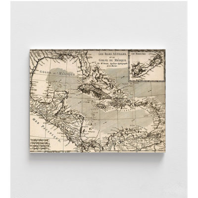 Antilles And The Gulf Of Mexico, Old Mexican Map Poster, Latin American Decor, Central American Living Room Area Wall Art, Mexico Wall Art