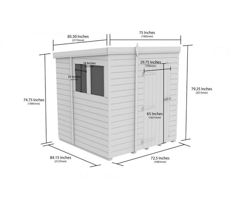 5x7 Pent Composite Shed