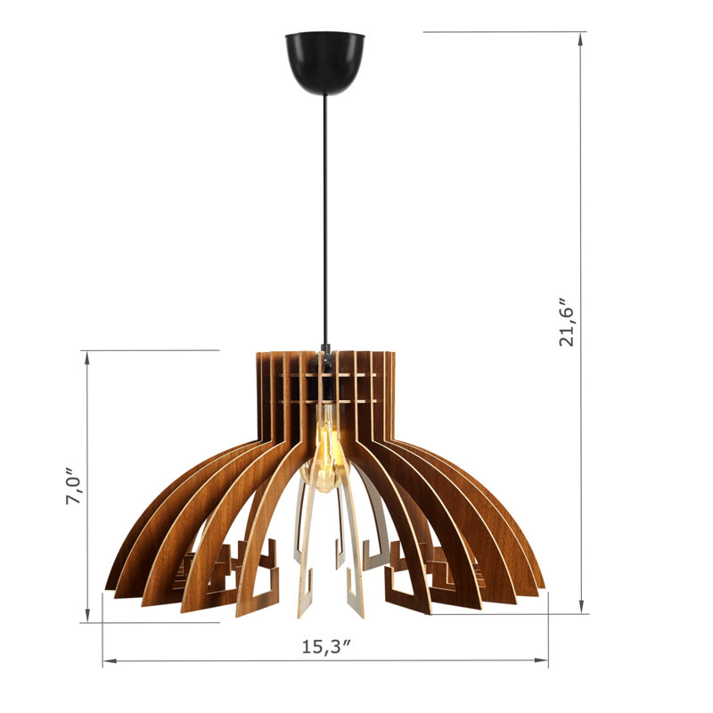 Lustre couronne 1 lumière, Noyer / noir