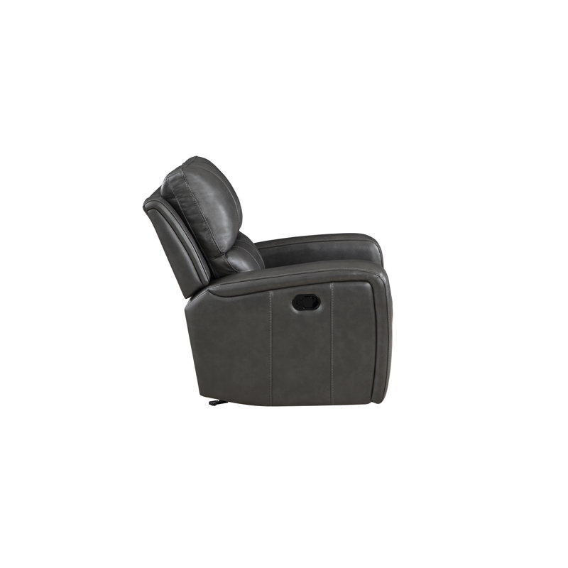 Joela Leather Glider Recliner, Gray, Manual - Push Back