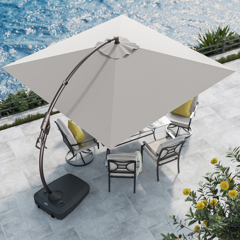Jair 10' Square Cantilever Umbrella, Medium Grey