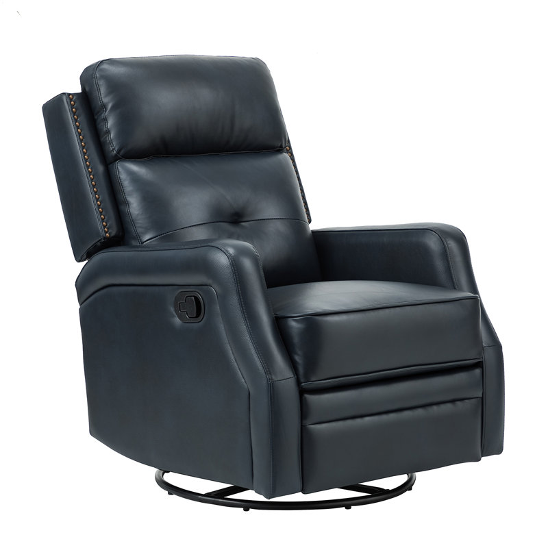 Fauteuil inclinable manuel pivotant Rudisill, Cuir véritable bleu marine