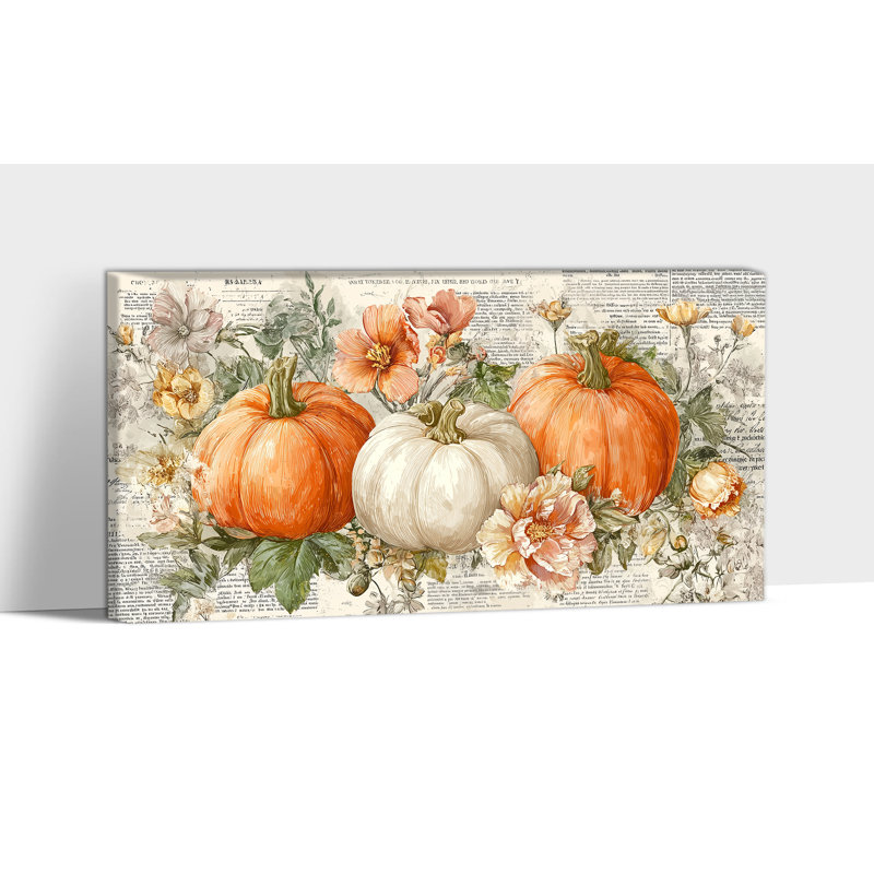 «Fall Harvest», reproduction d'art sur toile, citrouille d'automne , H 24 po x l 48 po