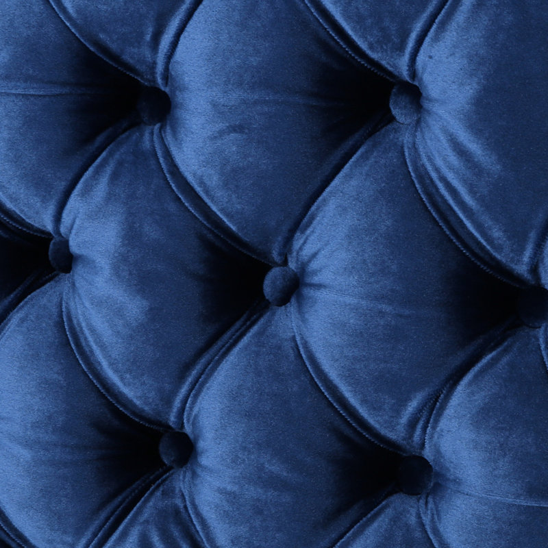 Button Diamond Stitched Headboard In Navy Blue Velvet, Queen Size Bed, Adjustable, Modern Bedroom Decoration With Velvet Upholstery, Stitch, Adjustable For Home
