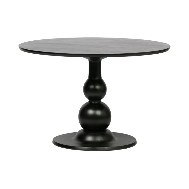 Round Solid Wood Dining Table, Black