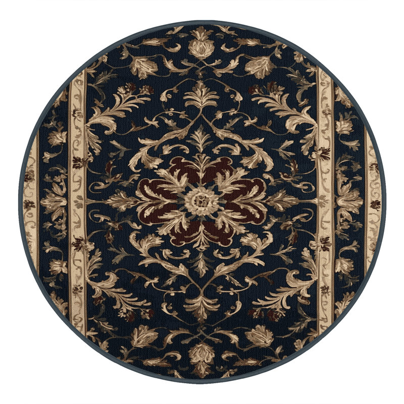 Tapis noir français lavable à la machine, Rond 6 pi