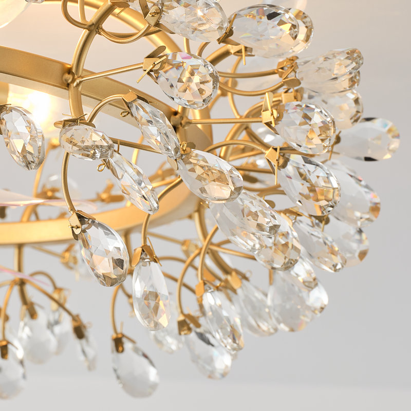 Ventilateur de plafond en cristal 22,8 "avec luminaire et télécommande, Gold with Clear Crystals