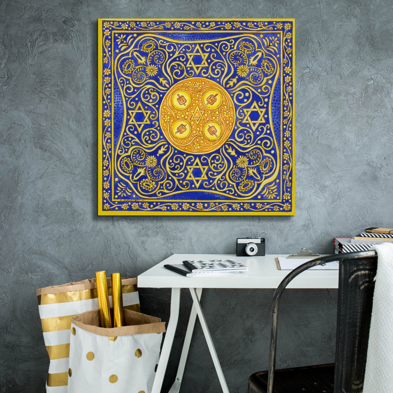 "Année juive Hanoukka Menora" par Andrea Strongwater, art mural sur toile, 12 po x 12 po, H 26 po x l 26 po x P 1,5 po