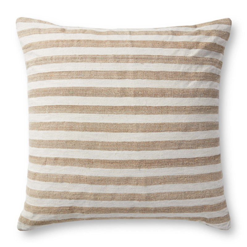 Magnolia Home By Joanna Gaines X Loloi Mira Natural / Ivory Pillow, Down, 26" x 26", Square