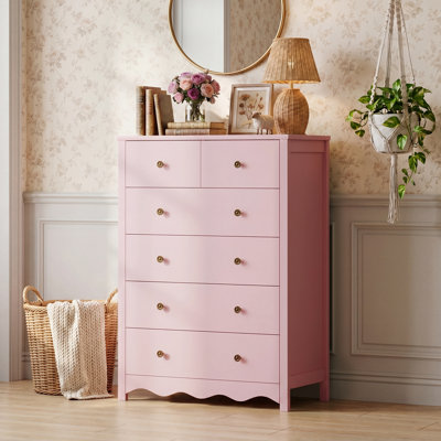 6-Drawer Tall Dresser with Scalloped Base