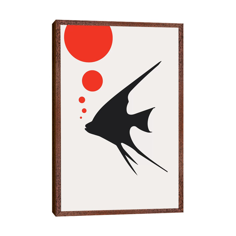 Blub Blub by Kubistika - Print on Canvas, Classic Brown Wood Floater Framed, 66.04cm H x 45.72cm W x 3.81cm D