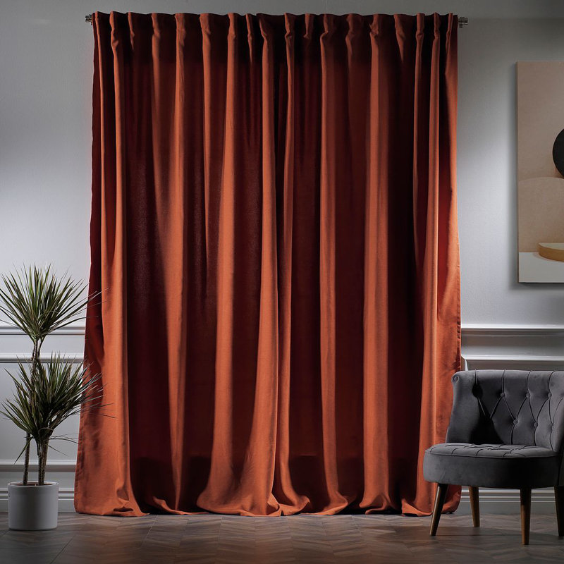 Room Darkening Single Curtain Panel, Burnt Orange, 260cm Width x 265cm Drop