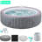 82" 6-Person Gray Wicker Design Inflatable Hot Tub, Fast Heating, 4 Filters & 2 Cup Holders