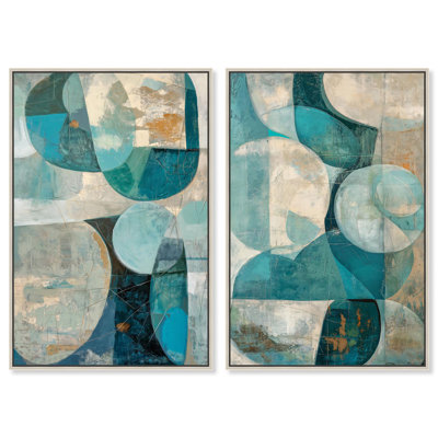 Terra Bound Duo Canvas Print Sage Gold Wall Art Set by Art Remedy, Black Frame, 10 x 15