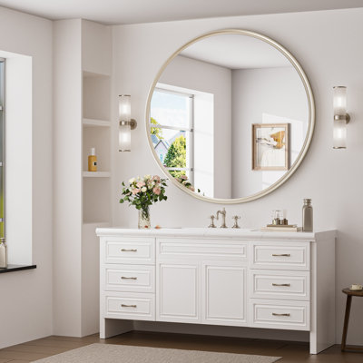Evangelista Aluminum Alloy Framed Tempered Glass Round Wall Mirror