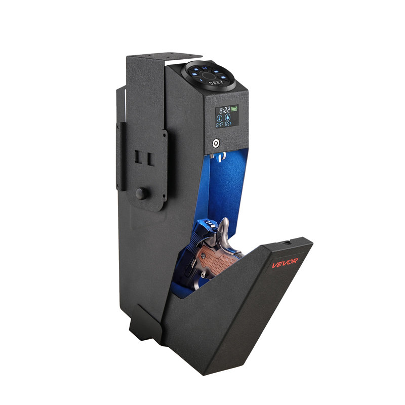 Gun Safe for Handgun Biometric Fingerprint Pistol Safe 4-Way Access, for Bedroom Nightstand, Desks, Thick Steel Construction, with LCD Display, Automatic Lighting, Optional Silent Mode, Black
