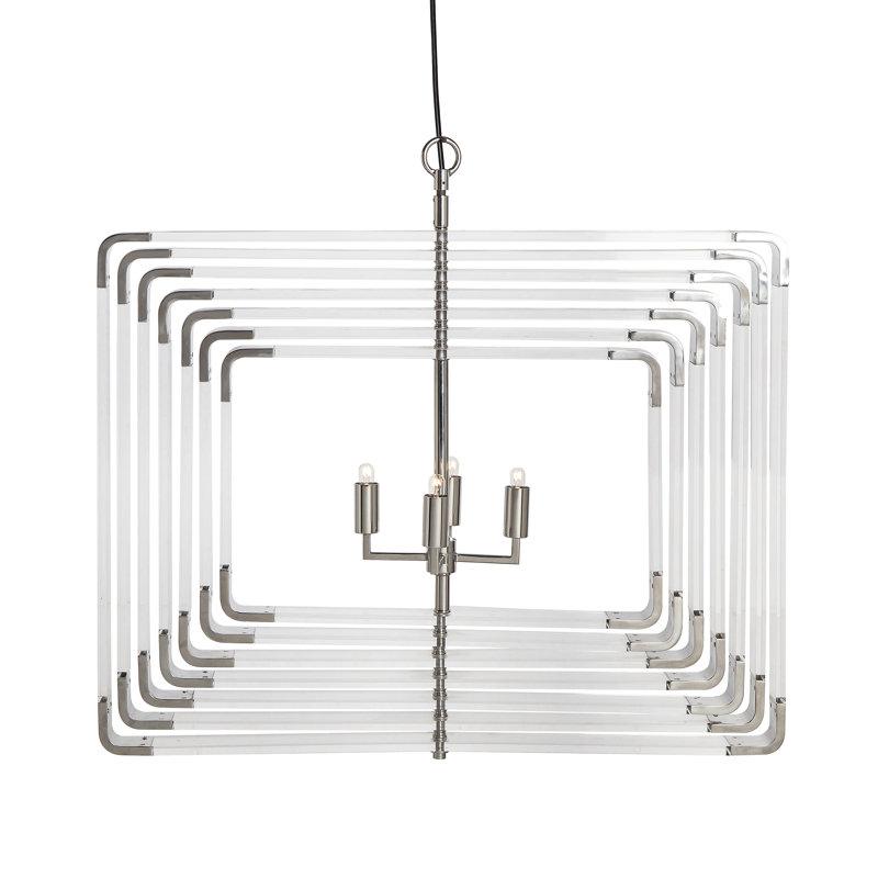 Lustre géométrique à un état/unique 4 lumières Nellcote, Nickel