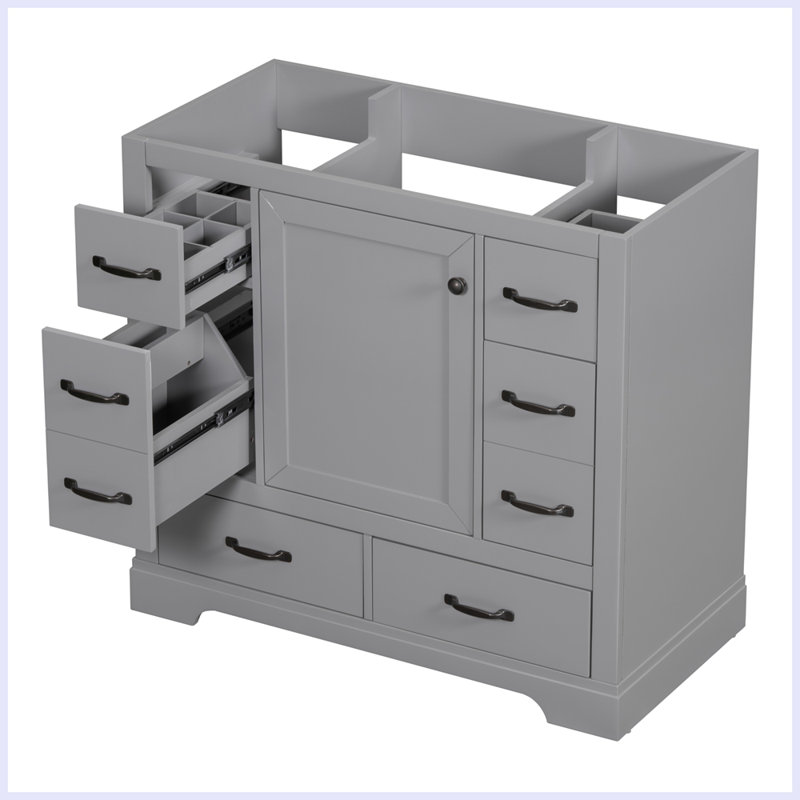 Meuble-lavabo moderne avec tiroir multifonctionnel, Gris