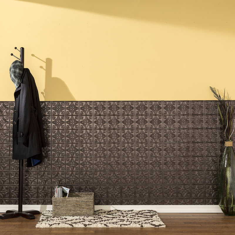 Panneau mural décoratif en vinyle style traditionnel 4 pi x 8 pi FASÄDE, Étain fumé