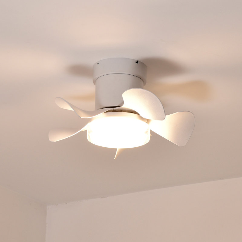 21''  low noise abs blade remote ceiling fan with led light for Kitchen Bedroom Dining room Toilet Patio, Matte White