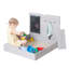 Sandpit with lid, hinged with board & 3 hooks