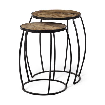 Pinero Solid Wood Top Nesting Tables End Table