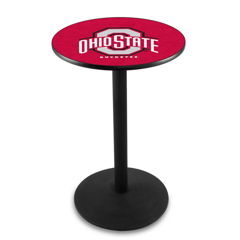 Round Metal Base Dining Table, Black Wrinkle, Ohio State University