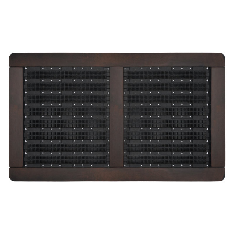 Paillasson avec bordure en bois et caoutchouc 18 po x 30 po